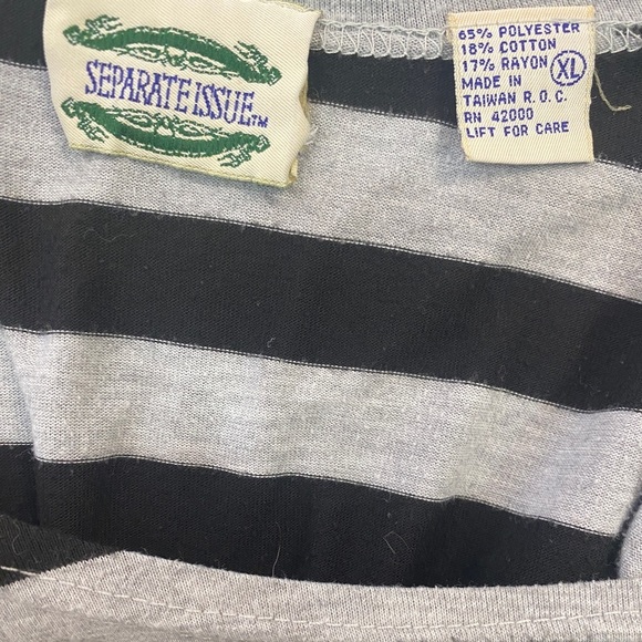 Separate Issue Boatneck Striped Long Sleeve Shirt (Size: XL, Color: Black/Grey) - Picture 3 of 3